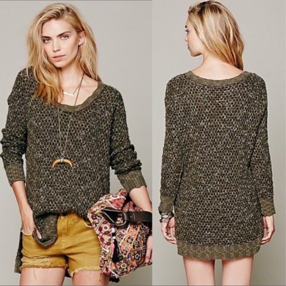 FREE PEOPLE  Honeycomb Mix Jeepster Knit Pullover